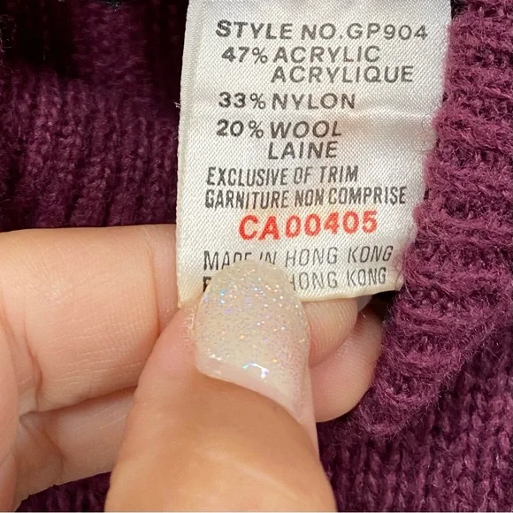 LAST Chance Purple Rare Appliqué retro vintage wool blend sweater - Picture 5 of 10